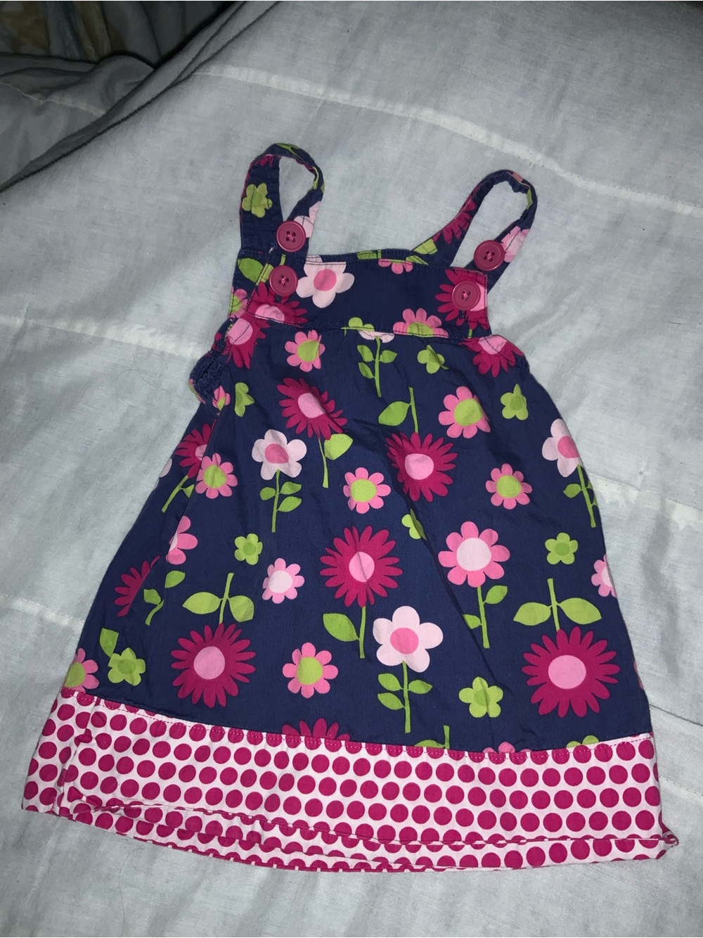 NWOT Vintage Y2K 9M Carter's Navy Floral Tank Dress Pink and Green Flower Print